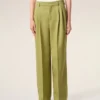 Pantalones anchos de cintura baja de lana nueva verde