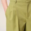 Pantalones anchos de cintura baja de lana nueva verde