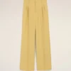 Pantalones anchos de cintura baja de lana virgen amarilla
