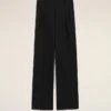 Pantalones anchos de cintura baja de lana virgen negra