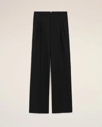 Pantalones anchos de cintura baja de lana virgen negra