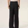 Pantalones anchos de cintura baja de lana virgen negra