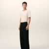 Pantalones anchos de cintura baja de lana virgen negra