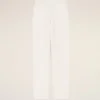 Pantalones blancos de mezcla de lino con cintura elástica Pantalones blancos de mezcla de lino con cintura elástica