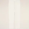 Pantalones blancos de mezcla de lino con cintura elástica Pantalones blancos de mezcla de lino con cintura elástica
