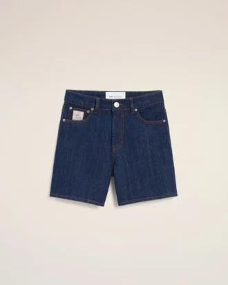 Pantalones cortos de algodón azul con etiqueta Ami Paris Heritage