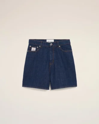 Pantalones cortos de algodón azul con la etiqueta Ami Paris Heritage