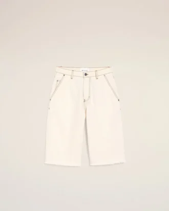 Pantalones cortos de algodón blanco de corte ancho Pantalones cortos de algodón blanco de corte ancho