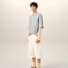 Pantalones cortos de algodón blanco de corte ancho Pantalones cortos de algodón blanco de corte ancho