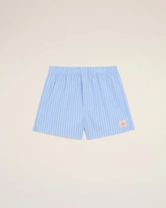 Pantalones cortos de rayas azules de algodón Pantalones cortos de rayas azules de algodón