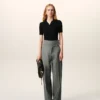Pantalones cruzados con cinturón de lana virgen gris