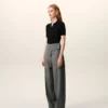 Pantalones cruzados con cinturón de lana virgen gris