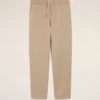 Pantalones de algodón beige con cintura elástica