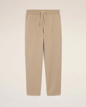 Pantalones de algodón beige con cintura elástica
