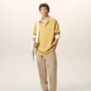 Pantalones de algodón beige con cintura elástica