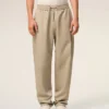 Pantalones de algodón beige con cintura elástica