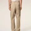 Pantalones de algodón beige con cintura elástica