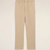 Pantalones de lana beige con cintura elástica