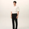 Pantalones de lana negros con cintura elástica