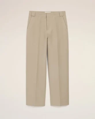 Pantalones holgados de algodón beige