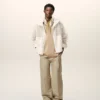 Pantalones holgados de algodón beige