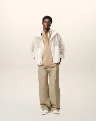 Pantalones holgados de algodón beige