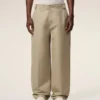 Pantalones holgados de algodón beige