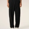 Pantalones negros de lana nueva con cintura elástica
