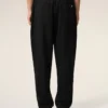 Pantalones negros de lana nueva con cintura elástica