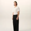 Pantalones negros de lana nueva con cintura elástica