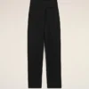 Pantalones negros de lana nueva con cinturón cruzado