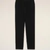 Pantalones negros de mezcla de lino con cintura elástica