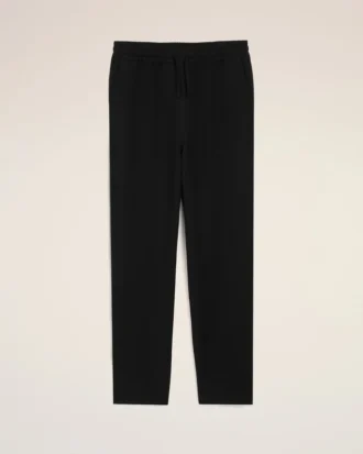 Pantalones negros de mezcla de lino con cintura elástica