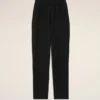 Pantalones negros de mezcla de lino con cintura elástica Pantalones negros de mezcla de lino con cintura elástica