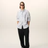 Pantalones negros de mezcla de lino con cintura elástica