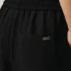 Pantalones negros de mezcla de lino con cintura elástica Pantalones negros de mezcla de lino con cintura elástica