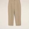 Pantalones oversize de corte zanahoria en algodón beige