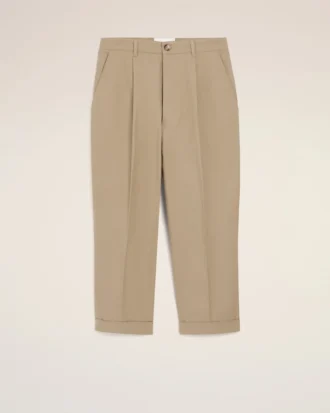 Pantalones oversize de corte zanahoria en algodón beige