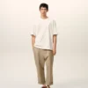 Pantalones oversize de corte zanahoria en algodón beige