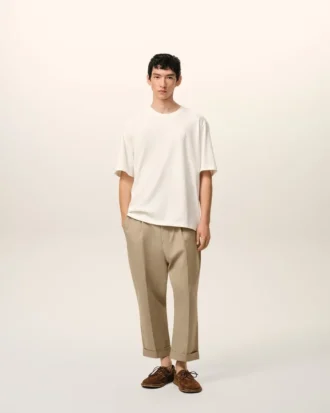 Pantalones oversize de corte zanahoria en algodón beige