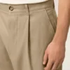 Pantalones oversize de corte zanahoria en algodón beige