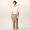 Pantalones oversize de corte zanahoria en algodón beige