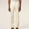 Pantalones rectos de lana blancos