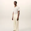 Pantalones rectos de lana blancos