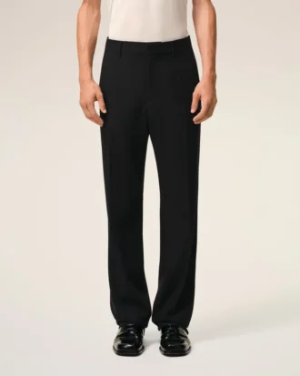 Pantalones rectos de lana negros