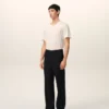 Pantalones rectos de lana negros