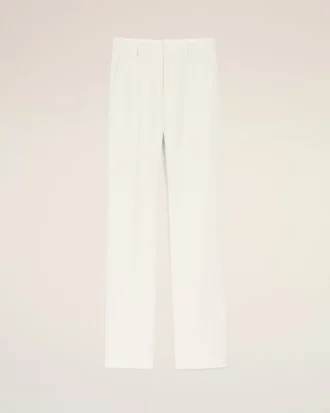 Pantalones rectos de mezcla de lino blanco