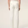 Pantalones rectos de mezcla de lino blanco