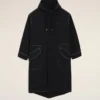 Parka larga de nailon negro