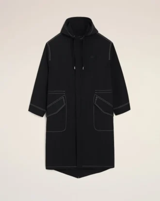 Parka larga de nailon negro